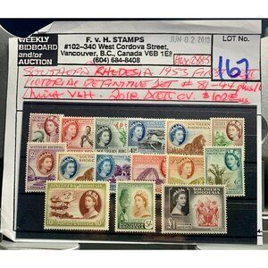 Southern Rhodesia 1953 First Pictorial Definitive Stamp Set #81-#44 Plus 1 Extra